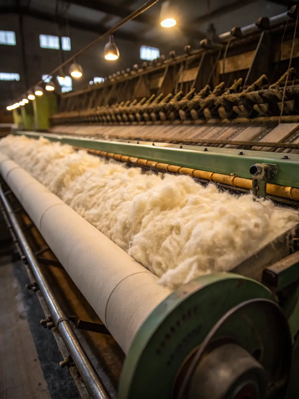 A visually appealing image of sustainably sourced raw materials being processed into eco-friendly textiles, highlighting Grupo Martex's commitment to environmental responsibility.